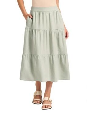 Tiered Midi Skirt in Light Sage size xxl